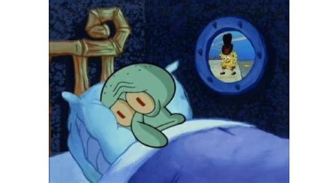 squidward wakes up meme|squidward trying to sleep meme.